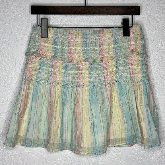 NWT LoveShackFancy Camilla Rainbow Mini Skirt Large - Picture 5 of 12